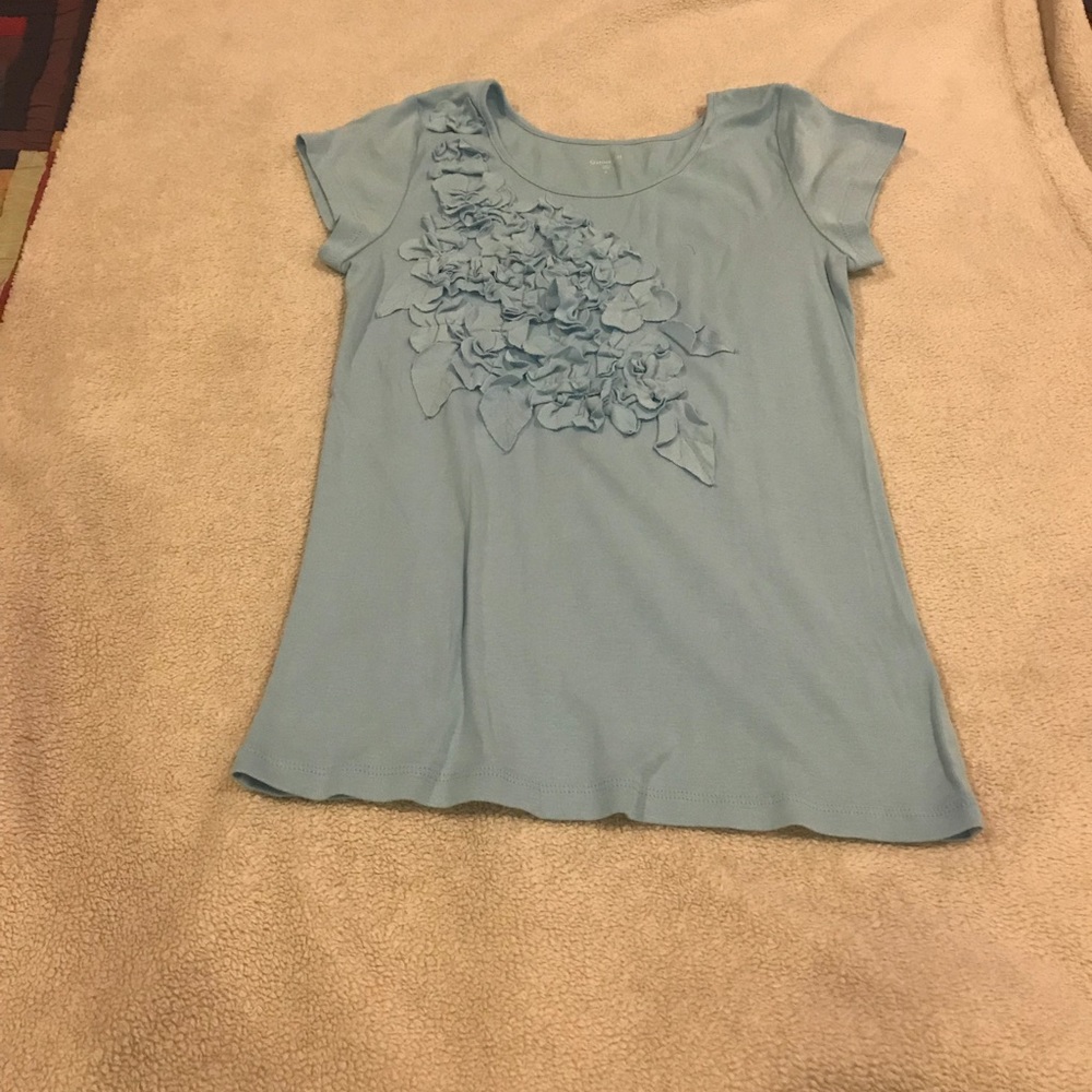 Garnett Hill women’s Appliqué T-Shirt in sky blue